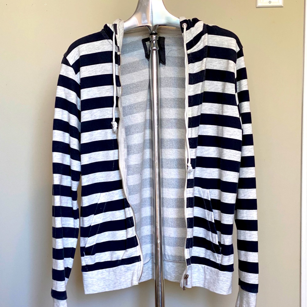 Men’s Blue/White Striped Hoodie